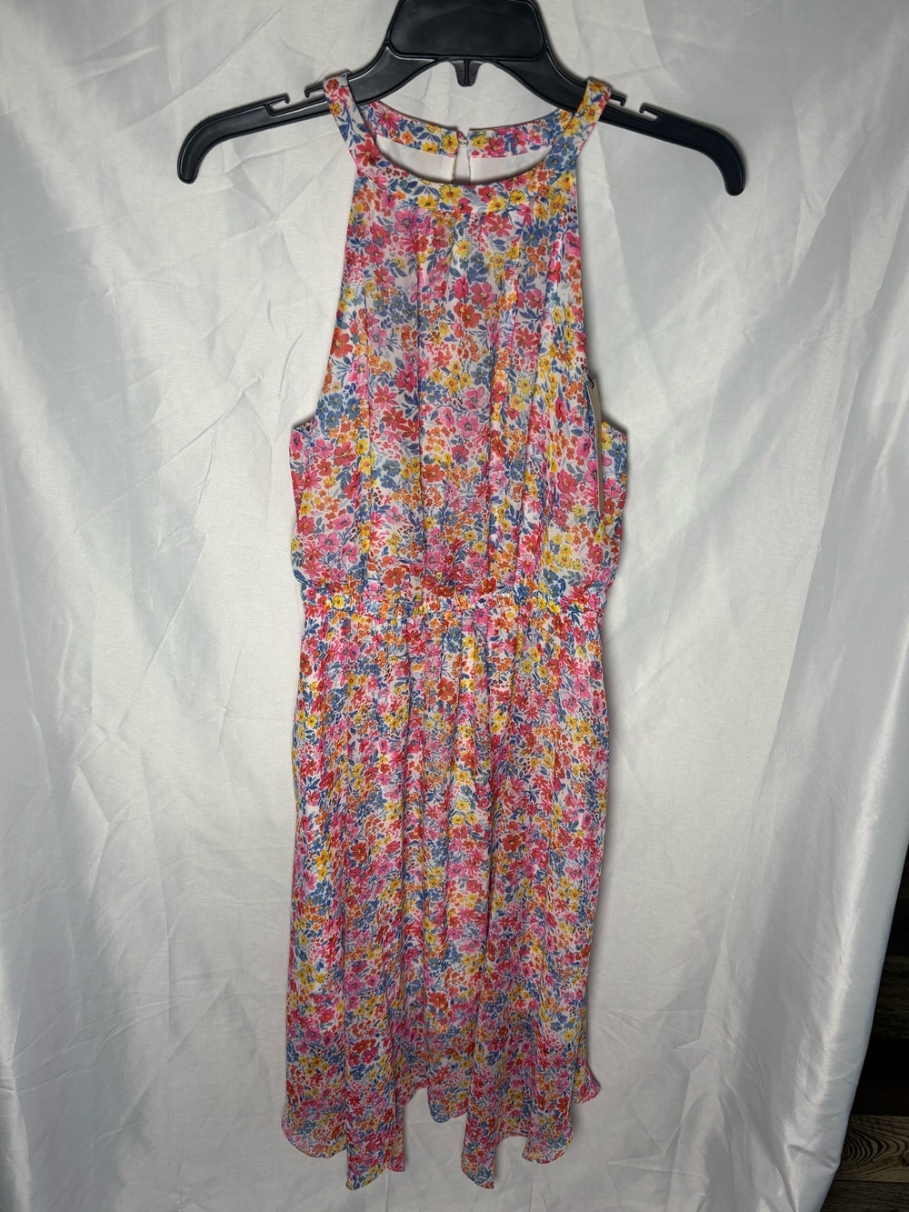 BCBGeneration Pink Floral High-Low Halter Dress
